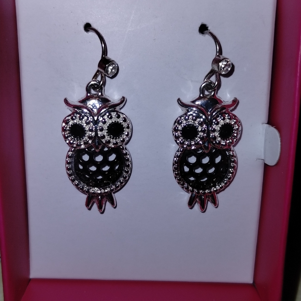 Owl Filagree drop earrings - Picture 1 of 2